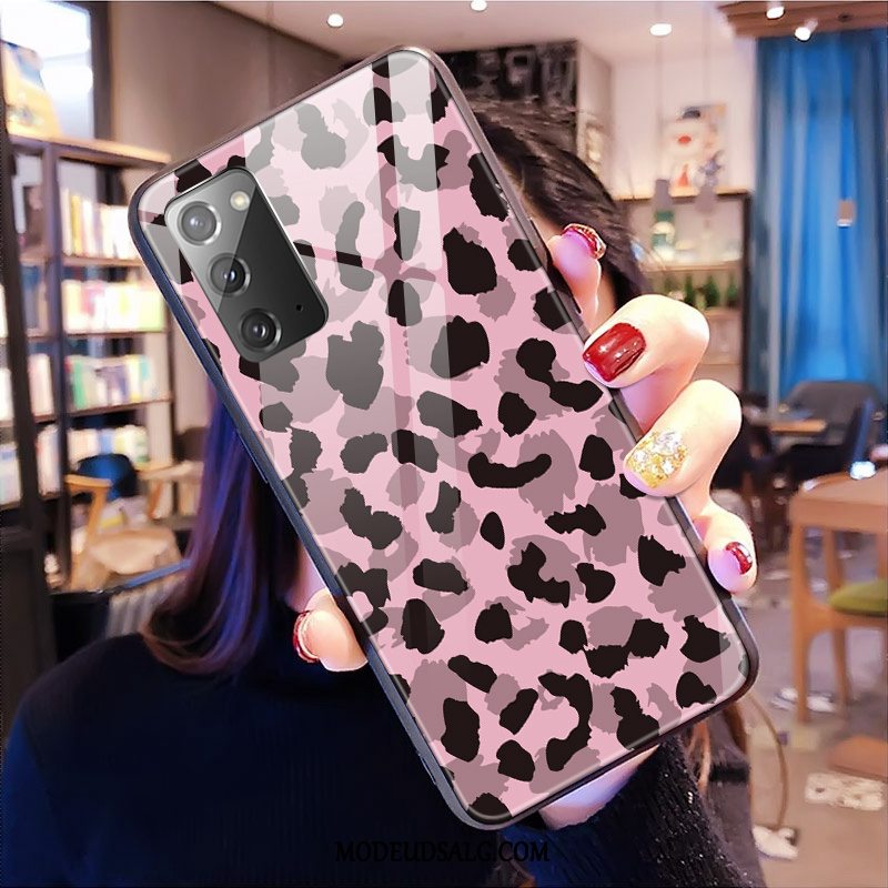 Samsung Galaxy Note20 Etui / Cover Lyserød Anti-fald Glas Beskyttelse Leopard