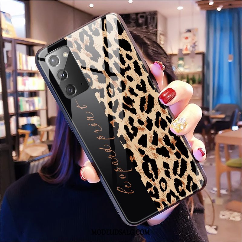 Samsung Galaxy Note20 Etui / Cover Lyserød Anti-fald Glas Beskyttelse Leopard