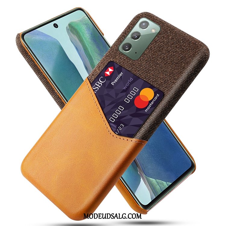 Samsung Galaxy Note20 Etui / Cover Rød Nubuck Kort Tasker Anti-fald