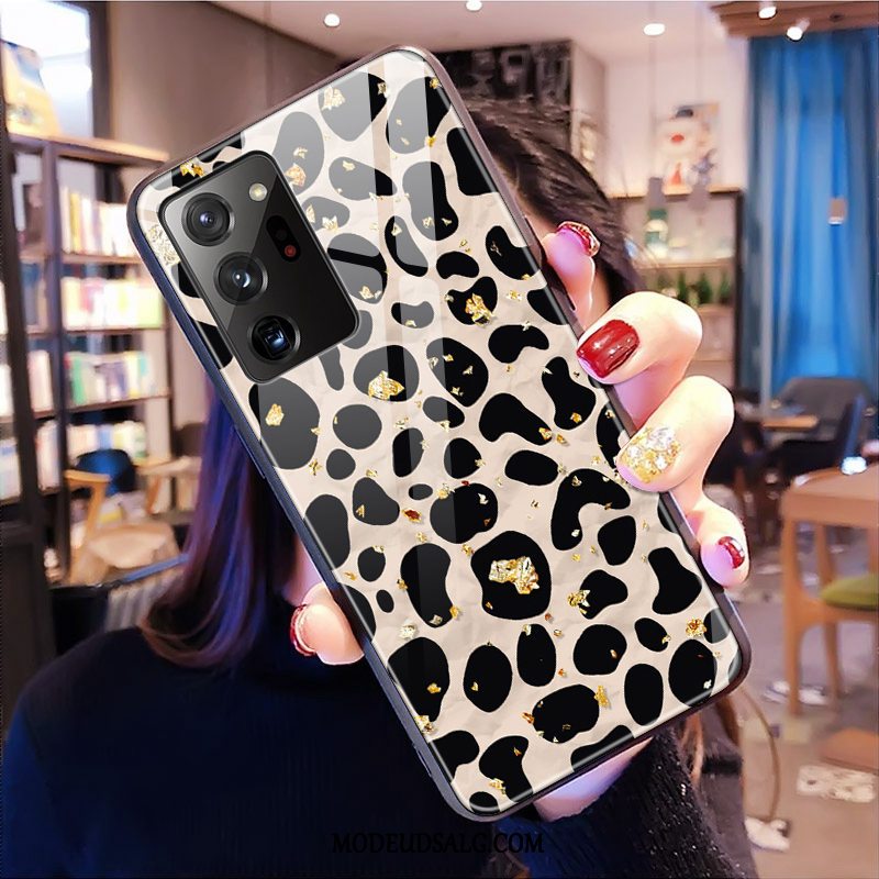 Samsung Galaxy Note20 Ultra Etui Glas Cover Lyserød Mode Leopard