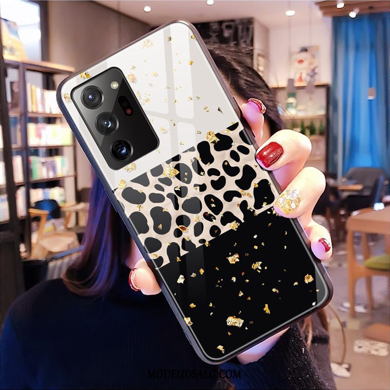 Samsung Galaxy Note20 Ultra Etui Glas Cover Lyserød Mode Leopard