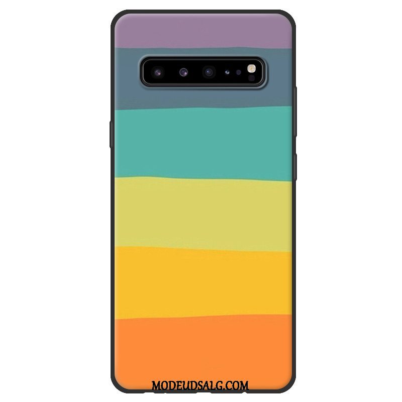 Samsung Galaxy S10 5g Etui Beskyttelse Sort Lyserød Blød Nubuck