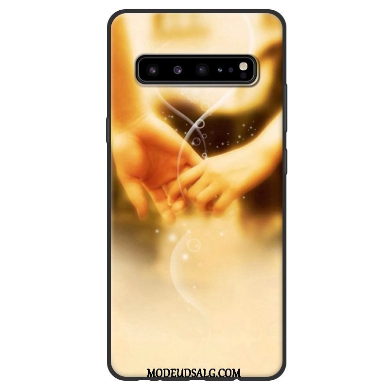 Samsung Galaxy S10 5g Etui Beskyttelse Sort Lyserød Blød Nubuck