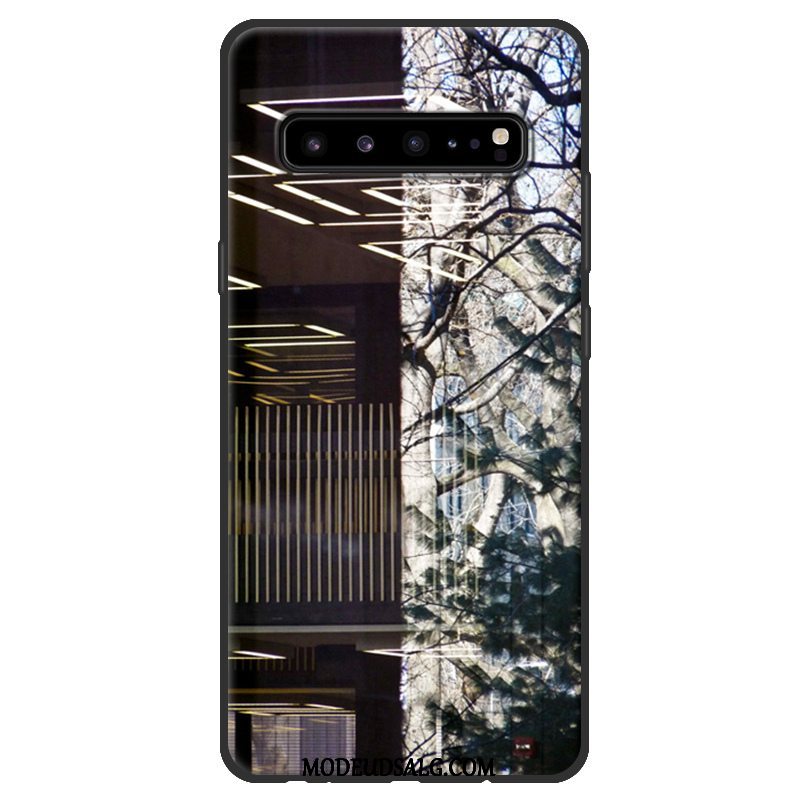 Samsung Galaxy S10 5g Etui Beskyttelse Sort Lyserød Blød Nubuck