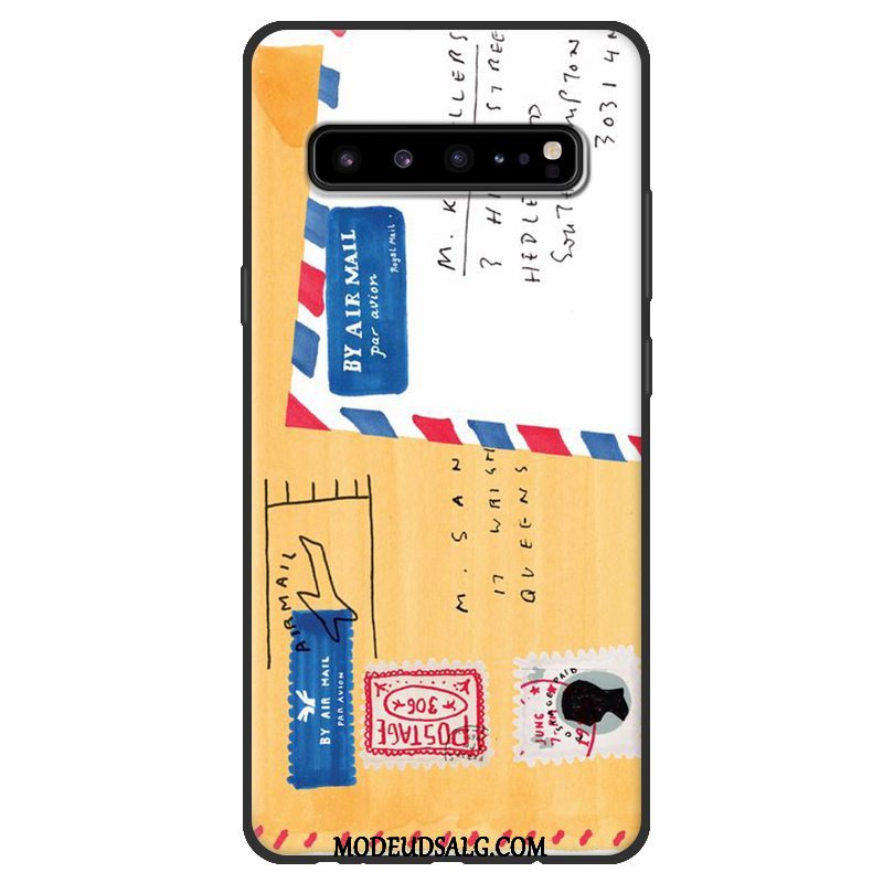 Samsung Galaxy S10 5g Etui Beskyttelse Sort Lyserød Blød Nubuck