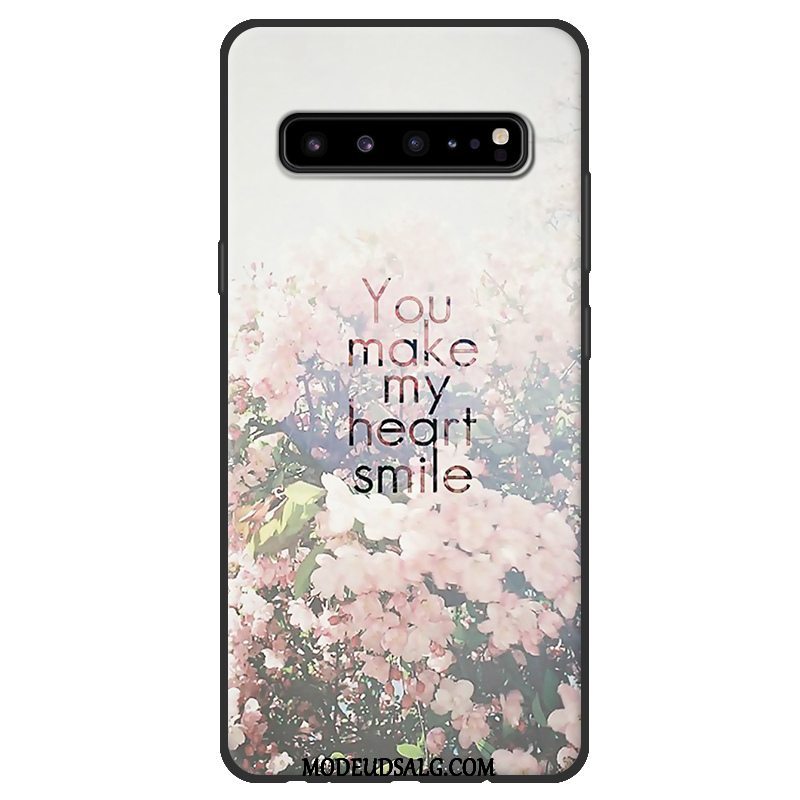 Samsung Galaxy S10 5g Etui Beskyttelse Sort Lyserød Blød Nubuck