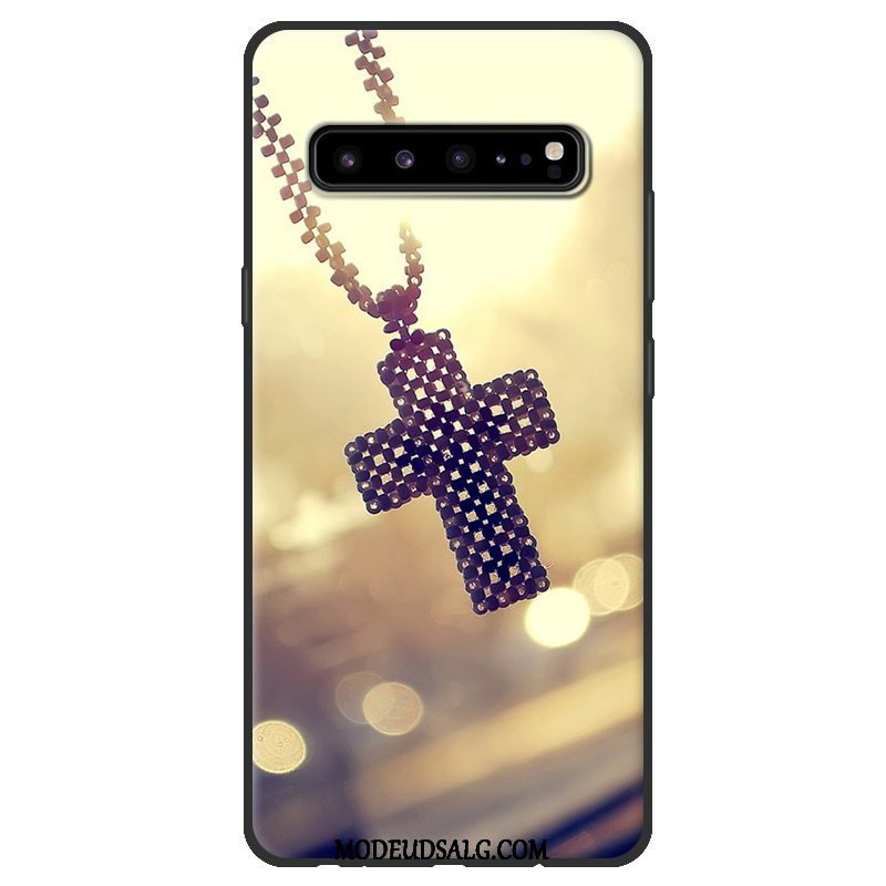 Samsung Galaxy S10 5g Etui Beskyttelse Sort Lyserød Blød Nubuck