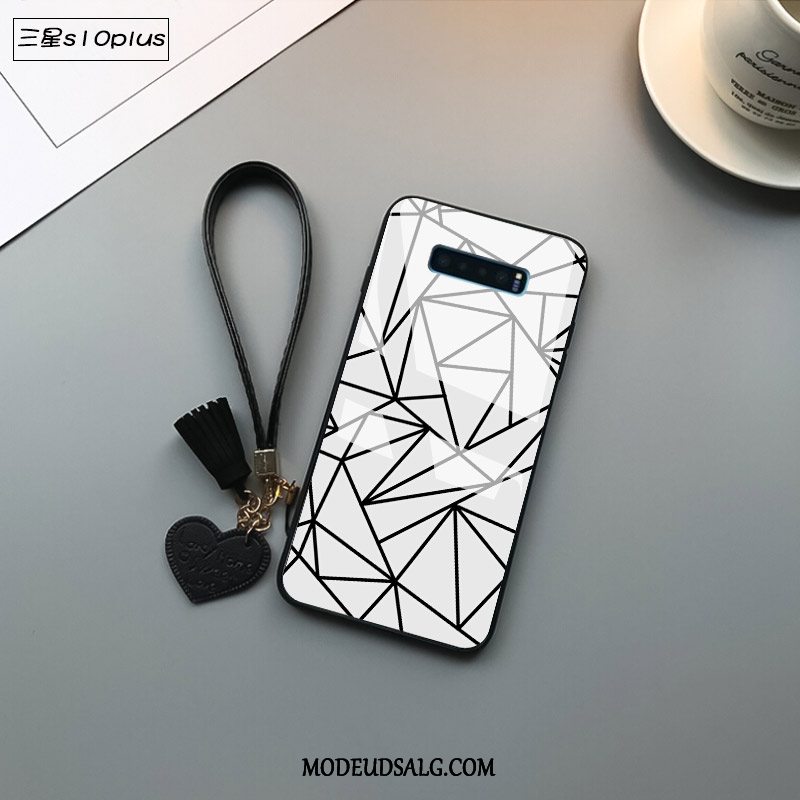 Samsung Galaxy S10+ Etui Anti-fald Af Personlighed Kreativ Hvid Glas