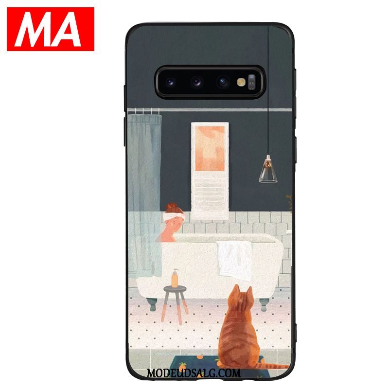 Samsung Galaxy S10+ Etui Blomster Kat Blød Silikone Frisk