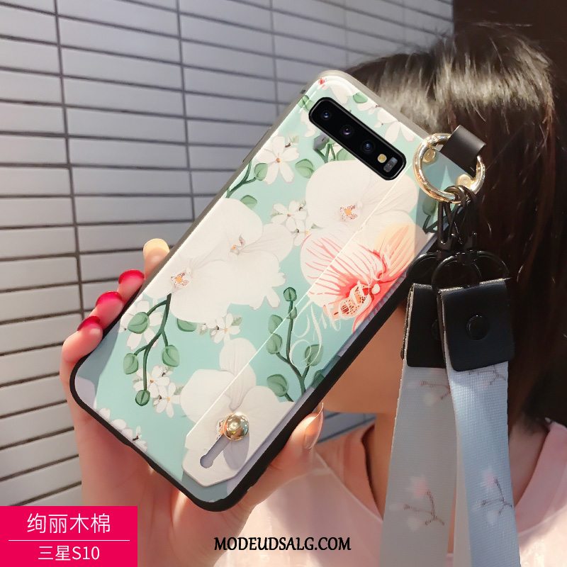 Samsung Galaxy S10 Etui Blød Nubuck Sort Hængende Ornamenter Cover