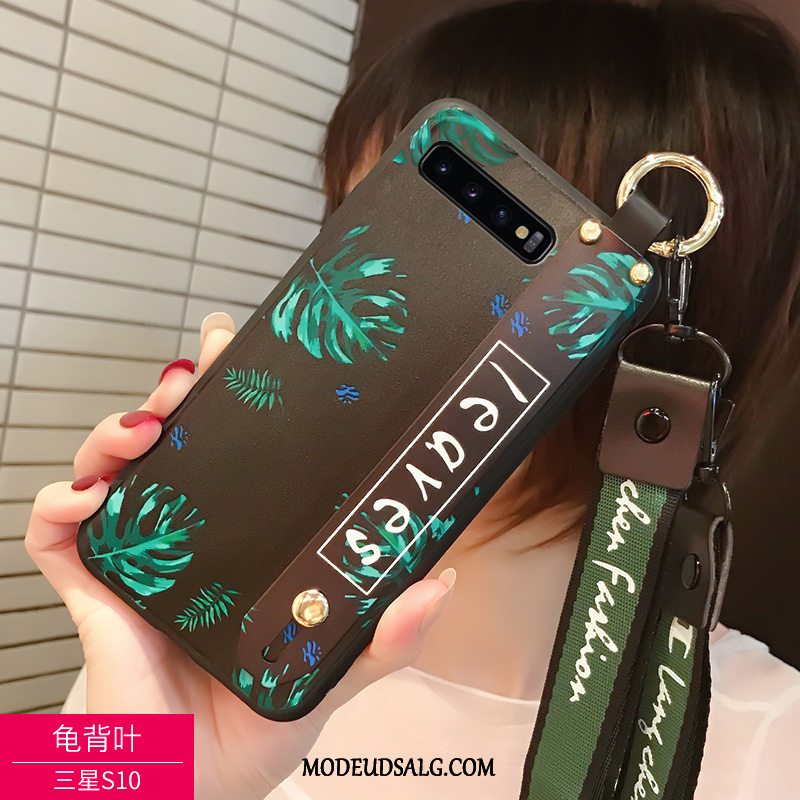 Samsung Galaxy S10 Etui Blød Nubuck Sort Hængende Ornamenter Cover