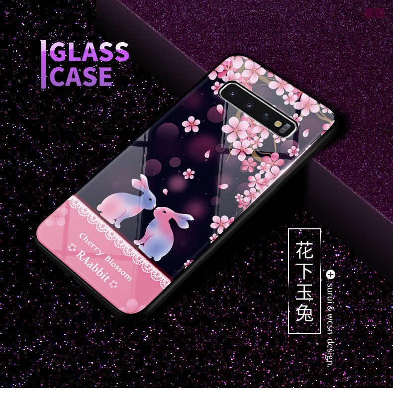 Samsung Galaxy S10 Etui / Cover Glas Business Sommerfugle Nuttet Hjerte