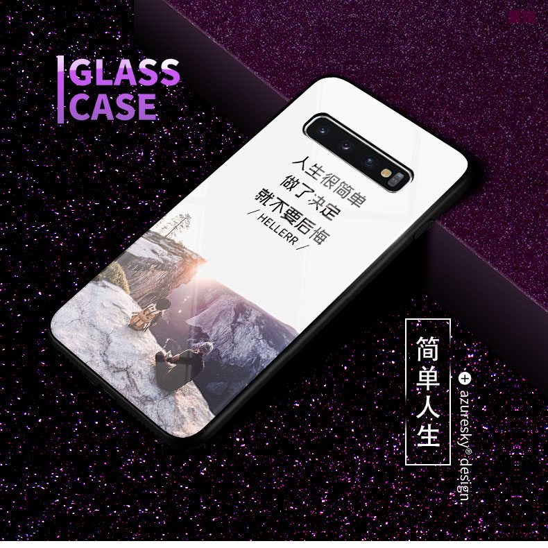 Samsung Galaxy S10 Etui / Cover Glas Business Sommerfugle Nuttet Hjerte