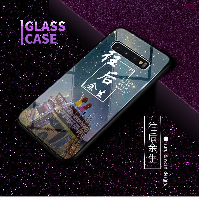 Samsung Galaxy S10 Etui / Cover Glas Business Sommerfugle Nuttet Hjerte