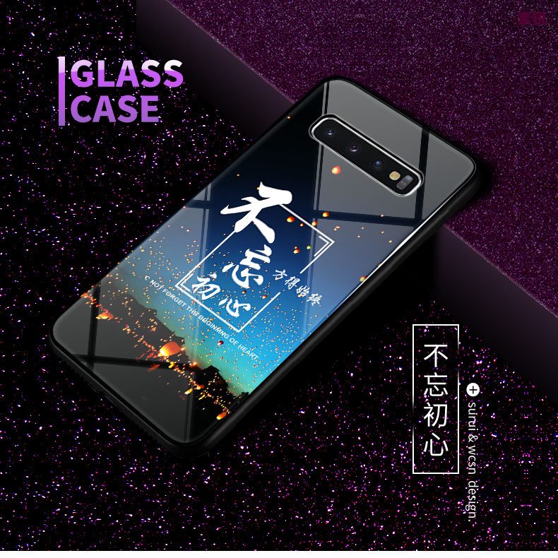 Samsung Galaxy S10 Etui / Cover Glas Business Sommerfugle Nuttet Hjerte