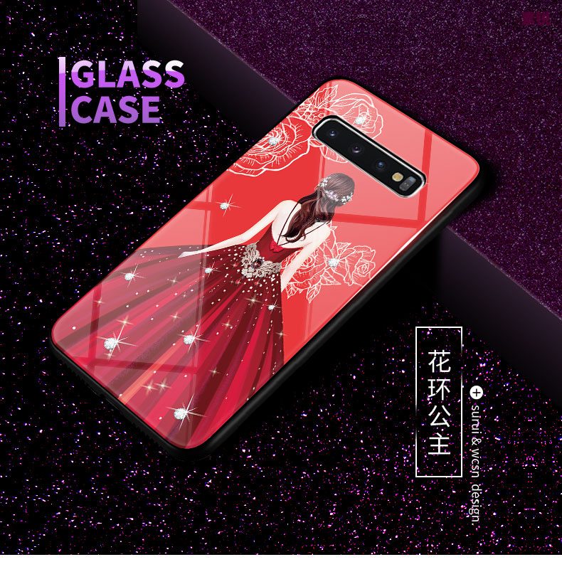 Samsung Galaxy S10 Etui / Cover Glas Business Sommerfugle Nuttet Hjerte