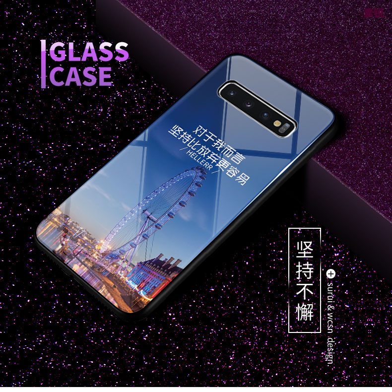 Samsung Galaxy S10 Etui / Cover Glas Business Sommerfugle Nuttet Hjerte