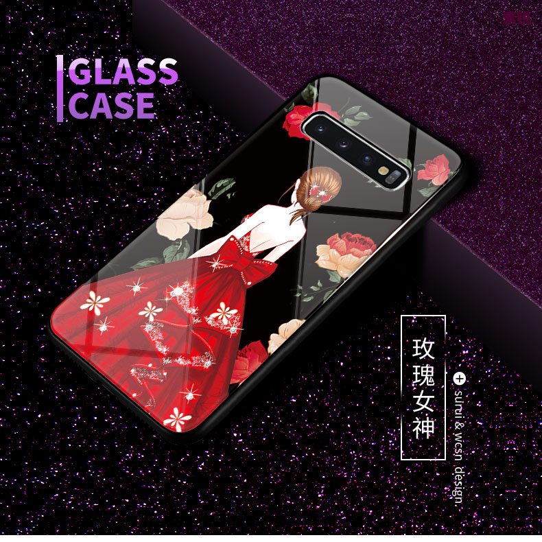 Samsung Galaxy S10 Etui / Cover Glas Business Sommerfugle Nuttet Hjerte