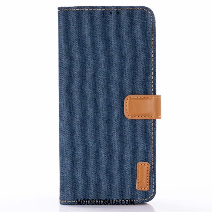 Samsung Galaxy S10 Etui Folio Sort Denim Cover Lædertaske