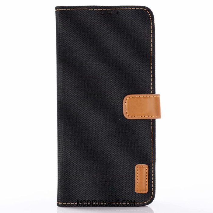 Samsung Galaxy S10 Etui Folio Sort Denim Cover Lædertaske