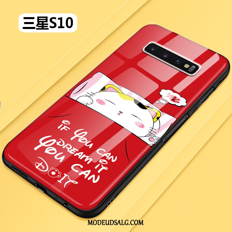 Samsung Galaxy S10 Etui Silikone Glas Blød Beskyttelse Rød