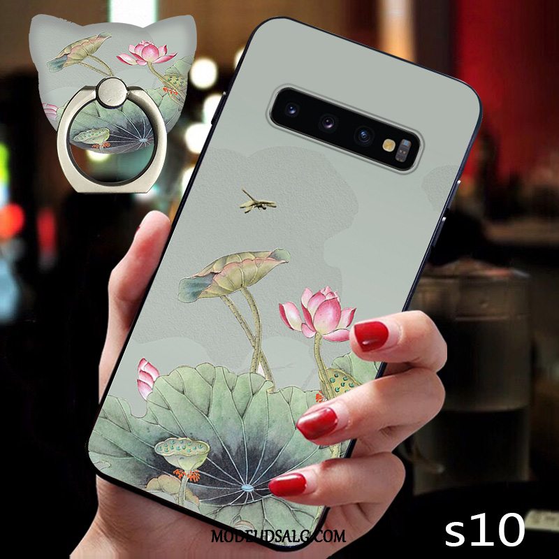 Samsung Galaxy S10 Etui Silikone-etui Lyserød Tynd Relief Nubuck