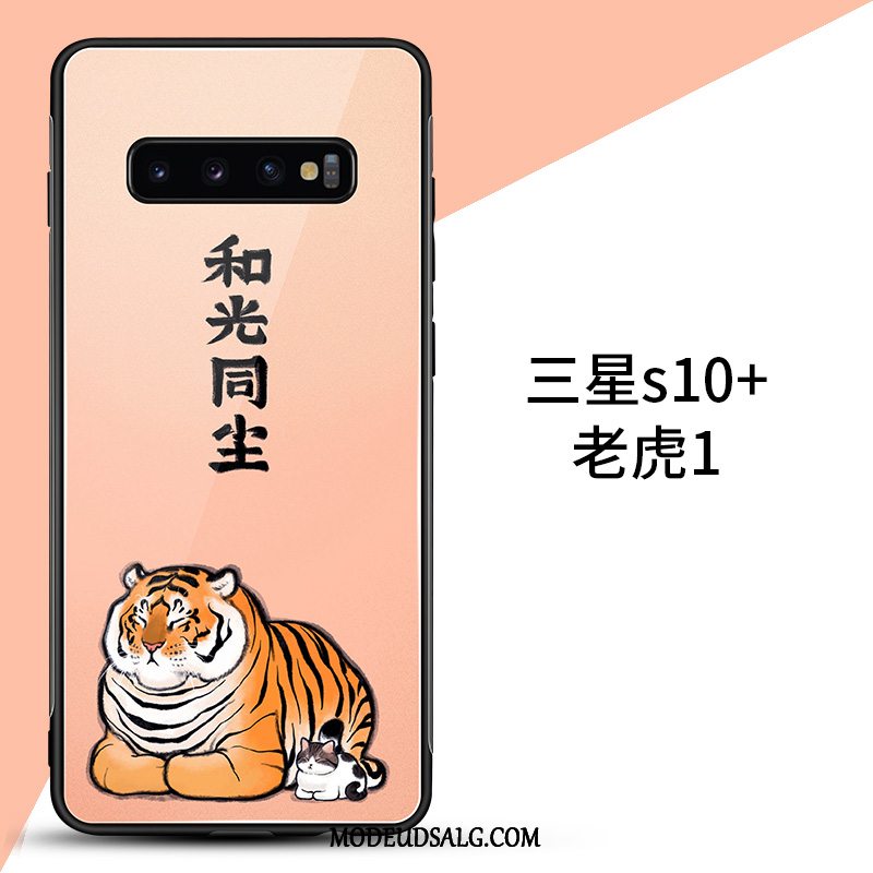 Samsung Galaxy S10+ Etui Super Sødt Net Red Tiger Af Personlighed Lyserød