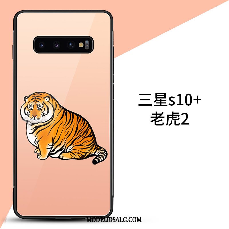 Samsung Galaxy S10+ Etui Super Sødt Net Red Tiger Af Personlighed Lyserød