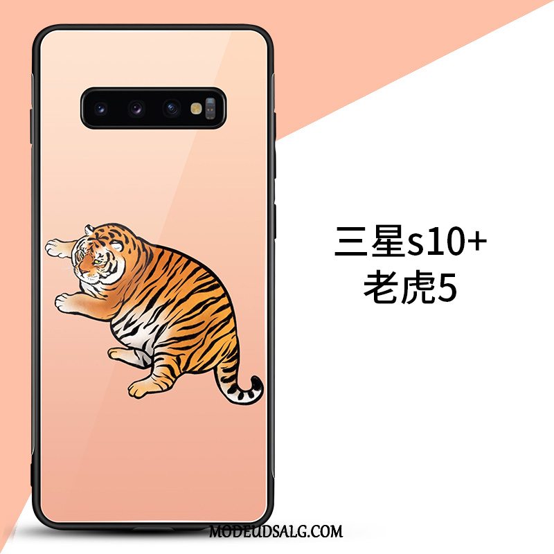 Samsung Galaxy S10+ Etui Super Sødt Net Red Tiger Af Personlighed Lyserød