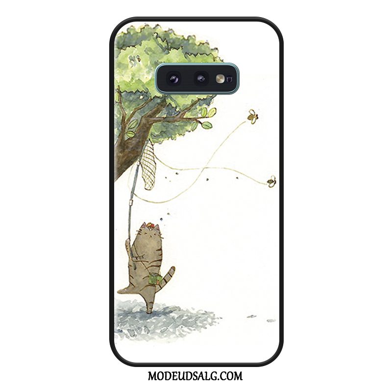 Samsung Galaxy S10e Etui Kat Cartoon Silikone Hvid Trendy