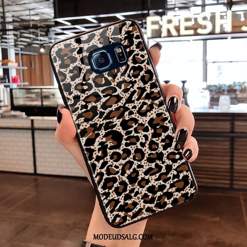 Samsung Galaxy S6 Edge Etui / Cover Mode Hjerte Leopard Lyserød Glas