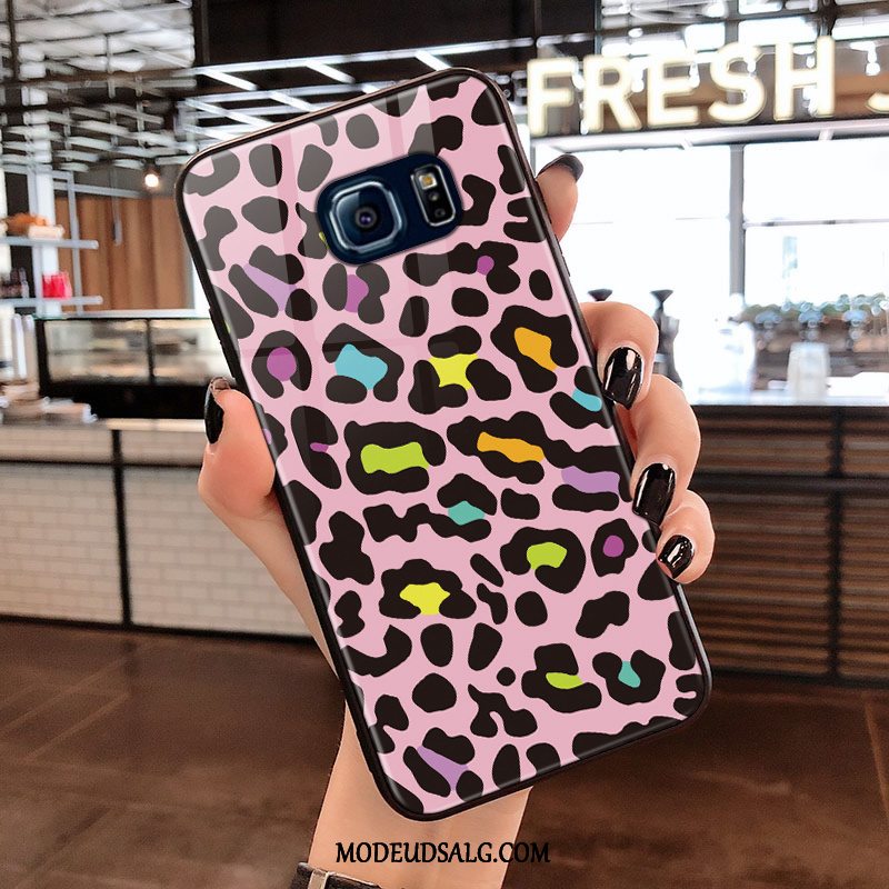 Samsung Galaxy S6 Edge Etui / Cover Mode Hjerte Leopard Lyserød Glas