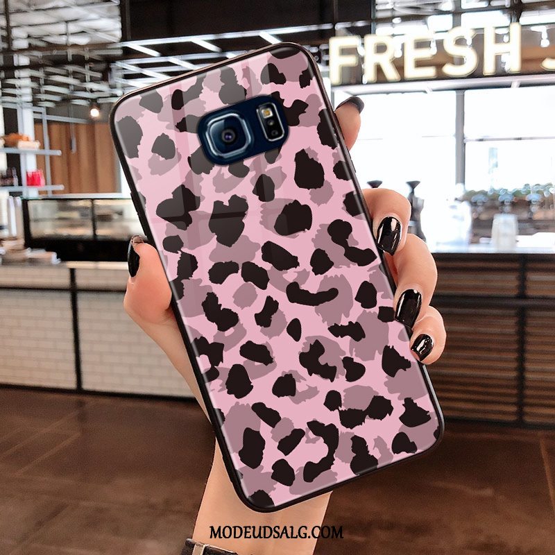 Samsung Galaxy S6 Edge Etui / Cover Mode Hjerte Leopard Lyserød Glas