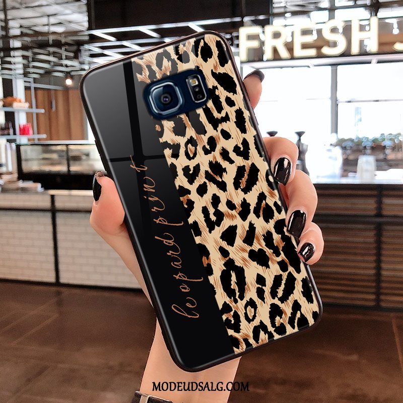 Samsung Galaxy S6 Edge Etui / Cover Mode Hjerte Leopard Lyserød Glas