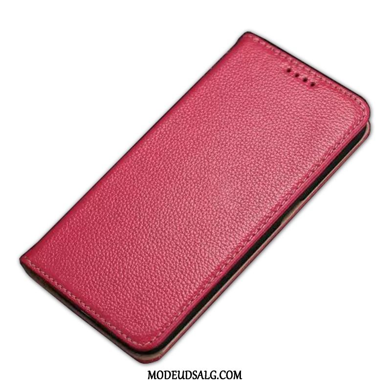 Samsung Galaxy S6 Edge Etui Folio Ægte Læder Cover Rød Beskyttelse