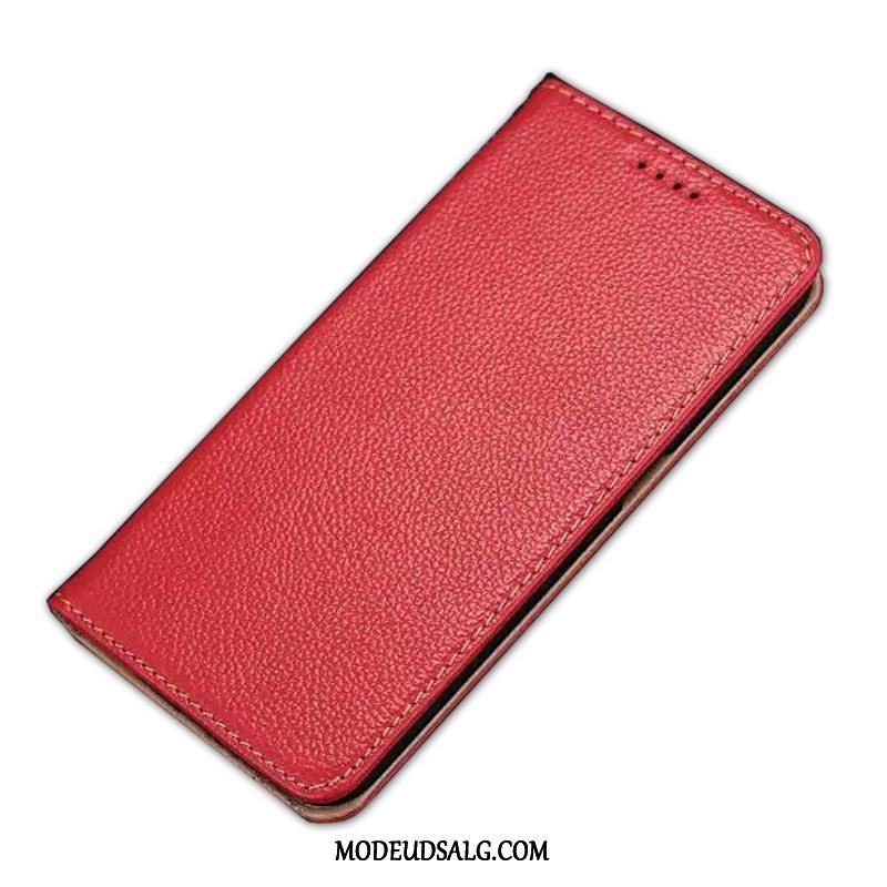 Samsung Galaxy S6 Edge Etui Folio Ægte Læder Cover Rød Beskyttelse