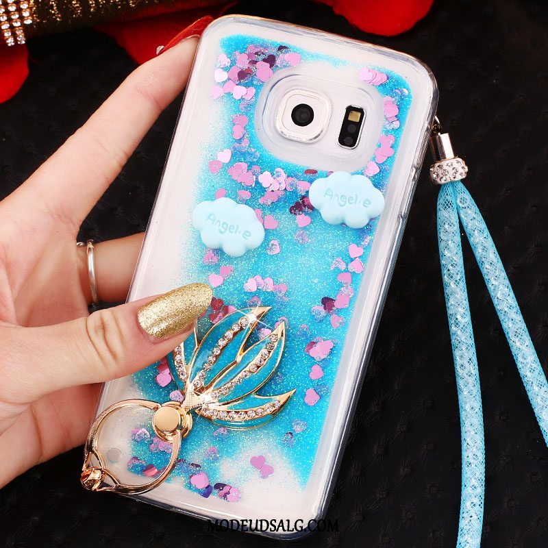 Samsung Galaxy S6 Edge Etui Hængende Ornamenter Cover Lilla Krystal Ring