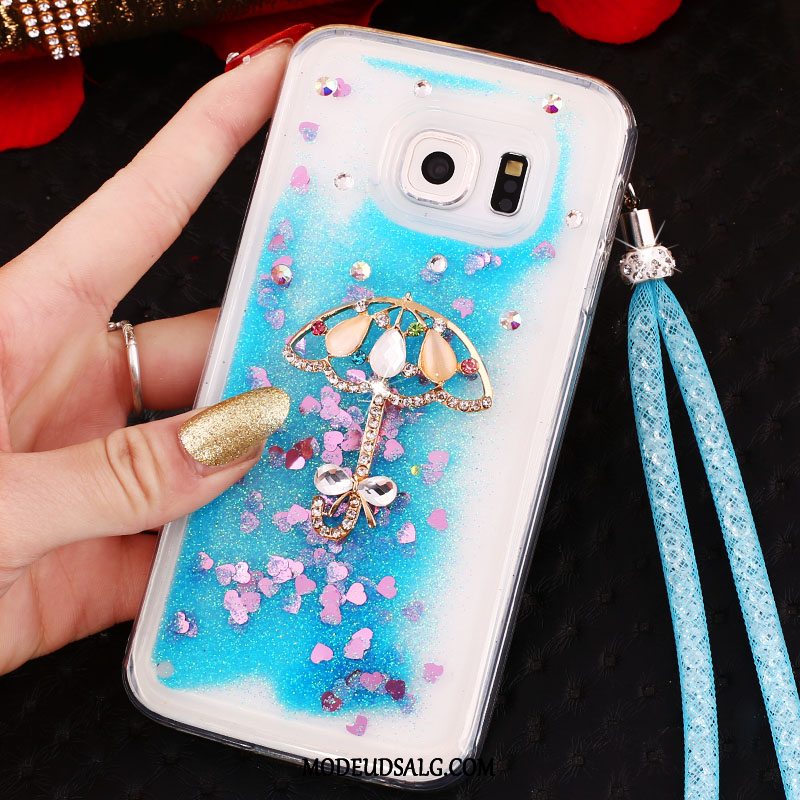 Samsung Galaxy S6 Edge Etui Hængende Ornamenter Cover Lilla Krystal Ring