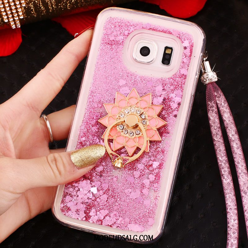 Samsung Galaxy S6 Edge Etui Hængende Ornamenter Cover Lilla Krystal Ring