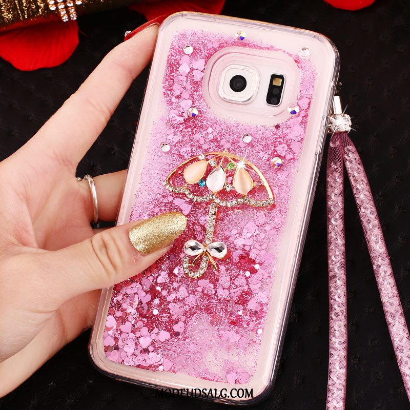 Samsung Galaxy S6 Edge Etui Hængende Ornamenter Cover Lilla Krystal Ring