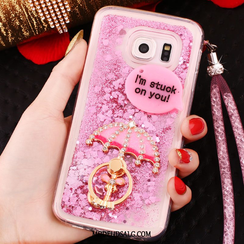 Samsung Galaxy S6 Edge Etui Hængende Ornamenter Cover Lilla Krystal Ring