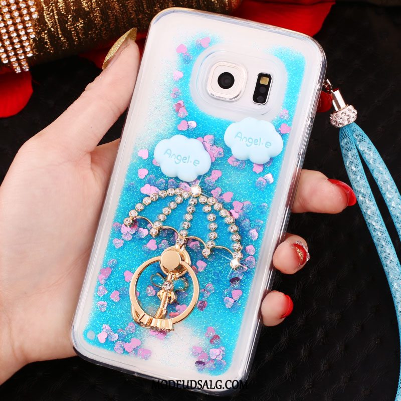 Samsung Galaxy S6 Edge Etui Hængende Ornamenter Cover Lilla Krystal Ring