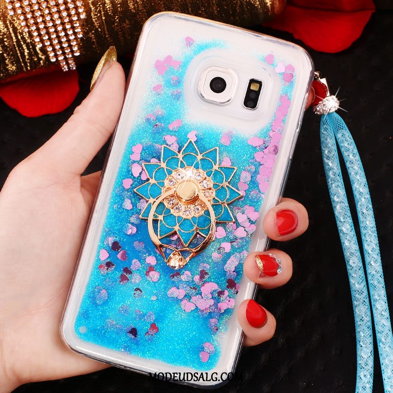 Samsung Galaxy S6 Edge Etui Hængende Ornamenter Cover Lilla Krystal Ring