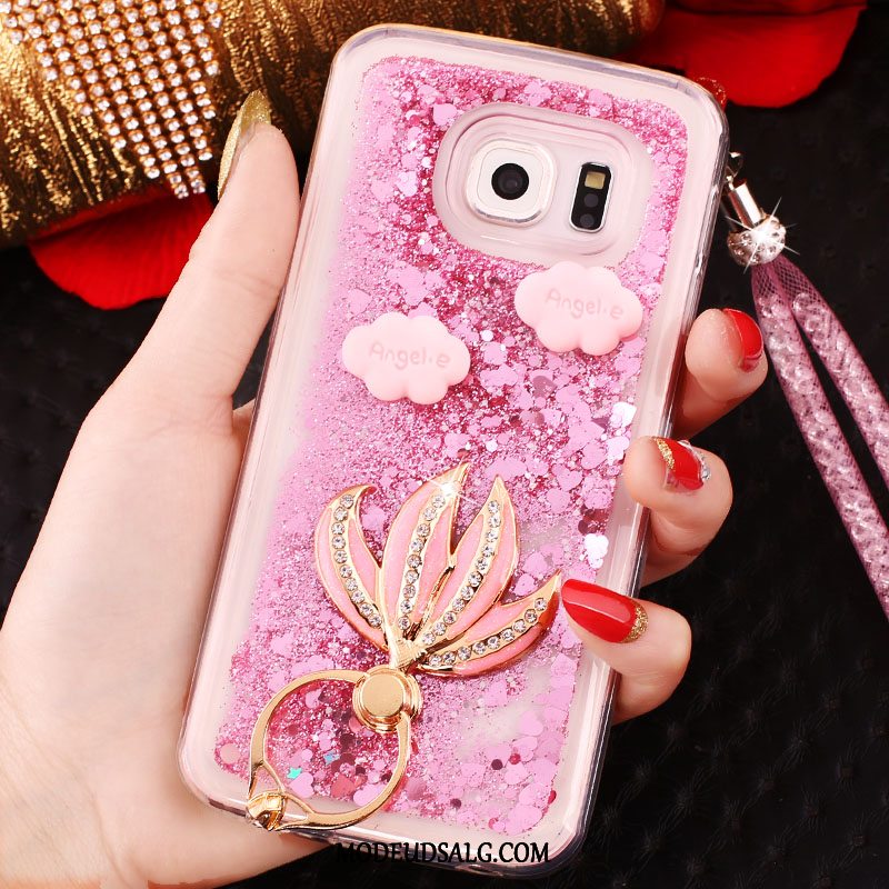 Samsung Galaxy S6 Edge Etui Hængende Ornamenter Cover Lilla Krystal Ring