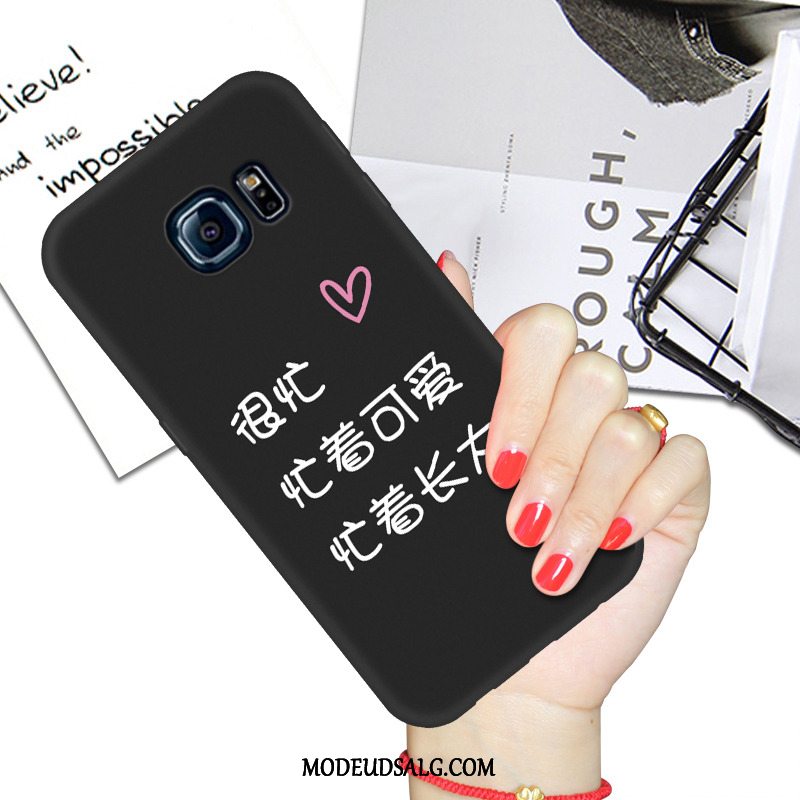 Samsung Galaxy S6 Edge Etui Silikone Elskeren Sort Beskyttelse Cartoon