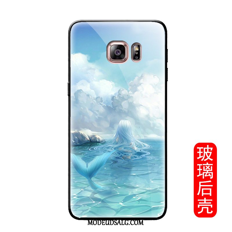 Samsung Galaxy S6 Etui Cartoon Blå Havfrue Glas Cover