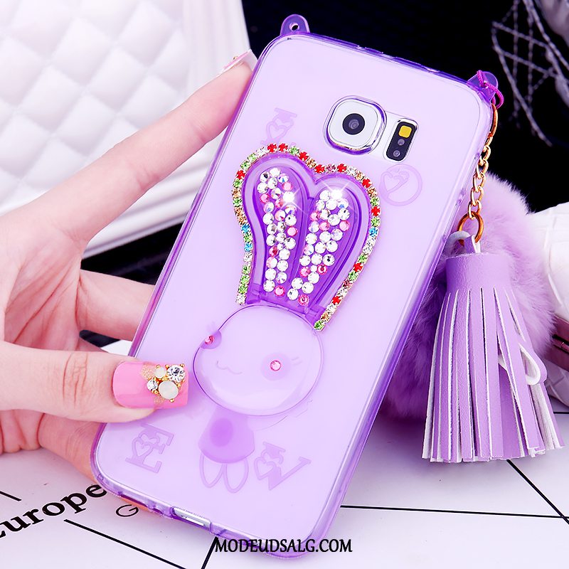 Samsung Galaxy S6 Etui Pels Bold Hvid Blød Cover Strass