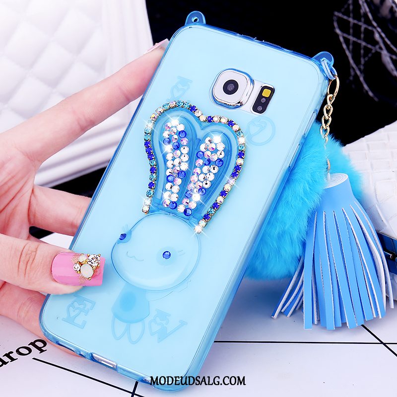 Samsung Galaxy S6 Etui Pels Bold Hvid Blød Cover Strass