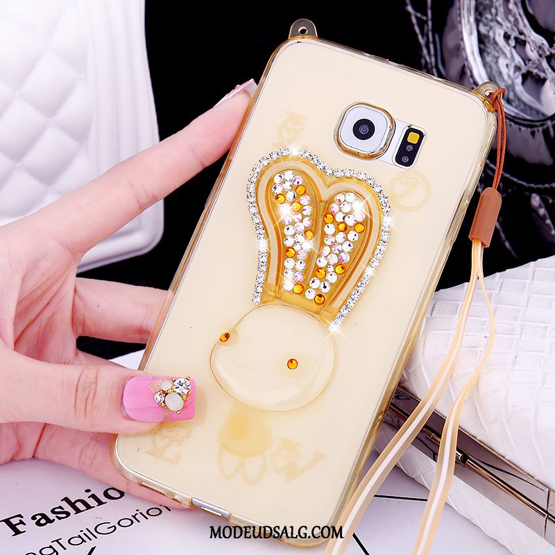 Samsung Galaxy S6 Etui Pels Bold Hvid Blød Cover Strass