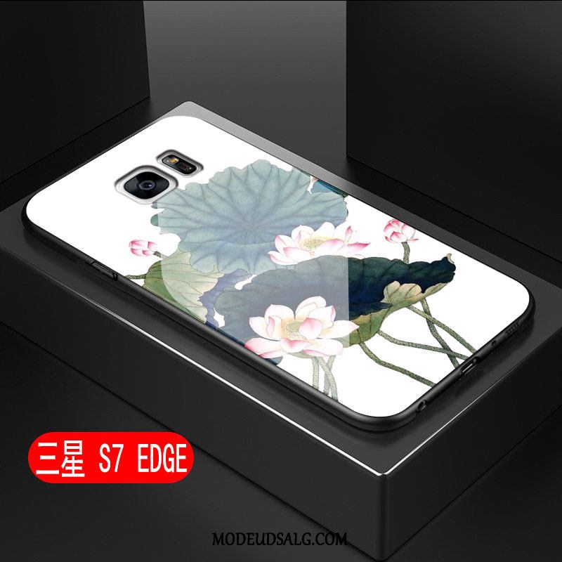 Samsung Galaxy S7 Edge Etui Anti-fald Alt Inklusive Cover Rød Blomster